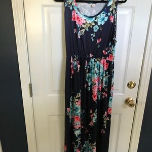 XXL maxi dress Blue Floral